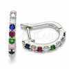 Sterling Silver Huggie Hoop, with Multicolor Cubic Zirconia, Polished, Rhodium Finish, 02.332.0059.15