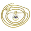 Oro Laminado Pendant Necklace, Gold Filled Style with Multicolor Micro Pave, Polished, Golden Finish, 04.156.0306.2.20