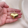 Oro Laminado Fancy Pendant, Gold Filled Style Heart and Hollow Design, Polished, Golden Finish, 05.368.0006