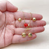 Oro Laminado Earring and Pendant Adult Set, Gold Filled Style Cherry and Ball Design, Polished, Golden Finish, 10.417.0021