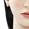 Oro Laminado Stud Earring, Gold Filled Style Heart and Butterfly Design, with White Micro Pave, Polished, Golden Finish, 02.233.0052