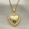 Oro Laminado Pendant Necklace, Gold Filled Style Heart Design, Polished, Golden Finish, 04.117.0005.20