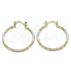 Oro Laminado Medium Hoop, Gold Filled Style Diamond Cutting Finish, Tricolor, 02.170.0295.30