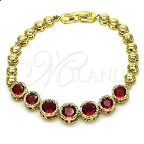 Oro Laminado Fancy Bracelet, Gold Filled Style with Garnet Cubic Zirconia, Polished, Golden Finish, 03.283.0360.07