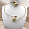 Oro Laminado Necklace and Bracelet, Gold Filled Style Heart Design, with White Cubic Zirconia, Polished, Golden Finish, 06.421.0003