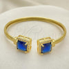 Oro Laminado Individual Bangle, Gold Filled Style with Sapphire Blue Cubic Zirconia and White Micro Pave, Polished, Golden Finish, 07.381.0002.4