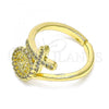 Oro Laminado Multi Stone Ring, Gold Filled Style Cross Design, with White Micro Pave, Polished, Golden Finish, 01.341.0039