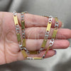 Stainless Steel Necklace and Bracelet, Mariner Design, Diamond Cutting Finish, Two Tone, 04.113.0055.24