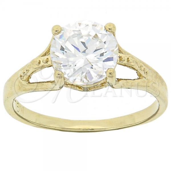 Oro Laminado Multi Stone Ring, Gold Filled Style Solitaire Design, with White Cubic Zirconia, Polished, Golden Finish, 5.167.028.09 (Size 9)