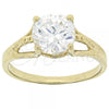 Oro Laminado Multi Stone Ring, Gold Filled Style Solitaire Design, with White Cubic Zirconia, Polished, Golden Finish, 5.167.028.09 (Size 9)