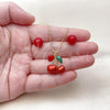 Oro Laminado Earring and Pendant Adult Set, Gold Filled Style Cherry and Heart Design, with Garnet Pearl, Red Enamel Finish, Golden Finish, 10.417.0025