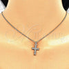 Oro Laminado Pendant Necklace, Gold Filled Style Cross Design, with White Micro Pave, Polished, Golden Finish, 04.156.0168.20