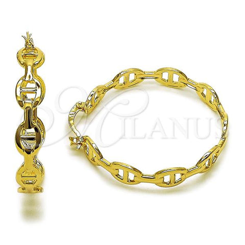 Oro Laminado Medium Hoop, Gold Filled Style Puff Mariner Design, Polished, Golden Finish, 02.170.0515.40