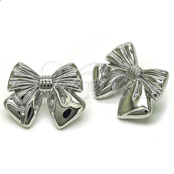 Rhodium Plated Stud Earring, Chunky Design, Polished, Rhodium Finish, 02.60.0158.1