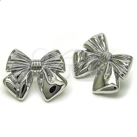 Rhodium Plated Stud Earring, Bow Design, Polished, Rhodium Finish, 02.60.0158.1