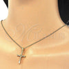 Sterling Silver Pendant Necklace, Cross Design, with White Cubic Zirconia, Polished, Golden Finish, 04.336.0118.2.18