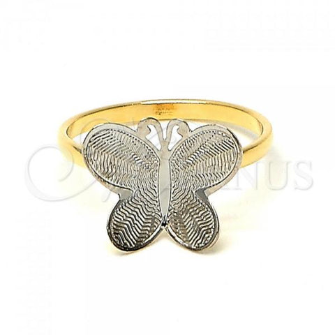 Oro Laminado Baby Ring, Gold Filled Style Butterfly Design, Polished, Two Tone, 01.21.0037.03 (Size 3)