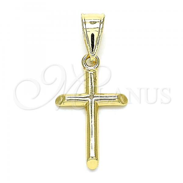 Oro Laminado Religious Pendant, Gold Filled Style Cross Design, Polished, Golden Finish, 05.253.0139