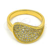 Oro Laminado Multi Stone Ring, Gold Filled Style with White Micro Pave, Polished, Golden Finish, 01.118.0049.09 (Size 9)