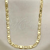 Oro Laminado Basic Necklace, Gold Filled Style Pave Mariner Design, Polished, Golden Finish, 04.213.0253.24