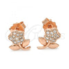 Sterling Silver Stud Earring, Flower Design, with White Micro Pave, Polished, Rose Gold Finish, 02.174.0072.1