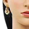 Oro Laminado Dangle Earring, Gold Filled Style Heart and Hollow Design, Polished, Golden Finish, 02.213.0662.20