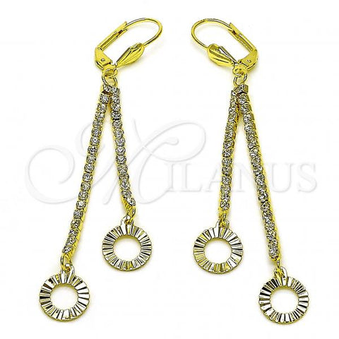 Oro Laminado Long Earring, Gold Filled Style with  Cubic Zirconia, Golden Finish, 5.071.006