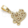 Oro Laminado Fancy Pendant, Gold Filled Style Diamond Cutting Finish, Golden Finish, 5.181.026