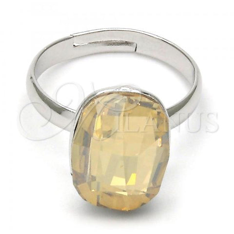 Rhodium Plated Multi Stone Ring, with Golden Shadow Swarovski Crystals, Polished, Rhodium Finish, 01.239.0011.4 (One size fits all)