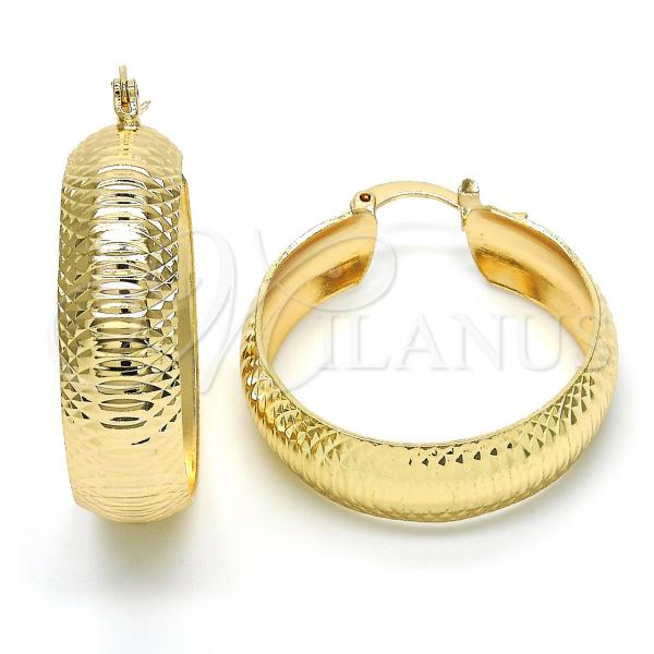 Oro Laminado Medium Hoop, Gold Filled Style Diamond Cutting Finish, Golden Finish, 02.261.0016.30