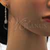 Oro Laminado Long Earring, Gold Filled Style Teardrop Design, with White Cubic Zirconia, Polished, Golden Finish, 02.217.0052