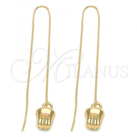 Oro Laminado Threader Earring, Gold Filled Style Hand Design, Polished, Golden Finish, 5.113.010
