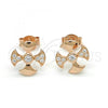 Sterling Silver Stud Earring, with White Cubic Zirconia, Polished, Rose Gold Finish, 02.285.0047