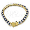 Oro Laminado Tennis Bracelet, Gold Filled Style with Sapphire Blue and White Cubic Zirconia, Polished, Golden Finish, 03.210.0075.3.08