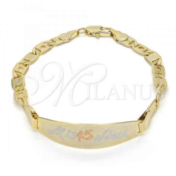 Oro Laminado ID Bracelet, Gold Filled Style Polished, Tricolor, 03.63.1934.1.07