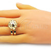 Oro Laminado Elegant Ring, Gold Filled Style Ball and Disco Design, Polished, Golden Finish, 01.383.0004