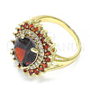 Oro Laminado Multi Stone Ring, Gold Filled Style with Garnet Cubic Zirconia, Polished, Golden Finish, 01.346.0021.2.08