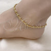 Oro Laminado Basic Anklet, Gold Filled Style Puff Mariner Design, Polished, Golden Finish, 04.326.0004.10