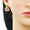 Oro Laminado Stud Earring, Gold Filled Style Love Knot Design, Polished, Tricolor, 02.170.0506
