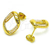 Oro Laminado Stud Earring, Gold Filled Style with Ivory Pearl, Polished, Golden Finish, 02.379.0062