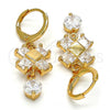 Oro Laminado Long Earring, Gold Filled Style with White Cubic Zirconia, Polished, Golden Finish, 02.217.0006.1