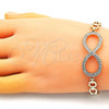 Oro Laminado Fancy Bracelet, Gold Filled Style Infinite Design, with White Micro Pave, Polished, Golden Finish, 03.283.0231.07