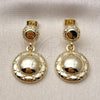 Oro Laminado Stud Earring, Gold Filled Style Diamond Cutting Finish, Golden Finish, 02.170.0564