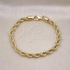 Oro Laminado Basic Bracelet, Gold Filled Style Rope Design, Polished, Golden Finish, 04.213.0206.08