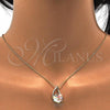 Oro Laminado Pendant Necklace, Gold Filled Style Rolo Design, with Aurore Boreale Swarovski Crystals and Aurore Boreale Pearl, Polished, Golden Finish, 04.239.0039.7.16