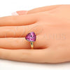 Oro Laminado Multi Stone Ring, Gold Filled Style with Rose Swarovski Crystals, Polished, Golden Finish, 01.239.0005.8 (One size fits all)
