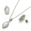 Sterling Silver Earring and Pendant Adult Set, with White Cubic Zirconia, Polished, Rhodium Finish, 10.175.0056