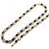 Oro Laminado Necklace and Bracelet, Gold Filled Style Butterfly Design, with Sapphire Blue and White Cubic Zirconia, Polished, Golden Finish, 06.284.0004.2