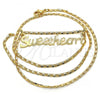 Oro Laminado Pendant Necklace, Gold Filled Style Nameplate Design, Polished, Golden Finish, 04.106.0021.20