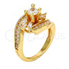 Gold Tone Multi Stone Ring, with White Cubic Zirconia, Polished, Golden Finish, 01.199.0002.08.GT (Size 8)